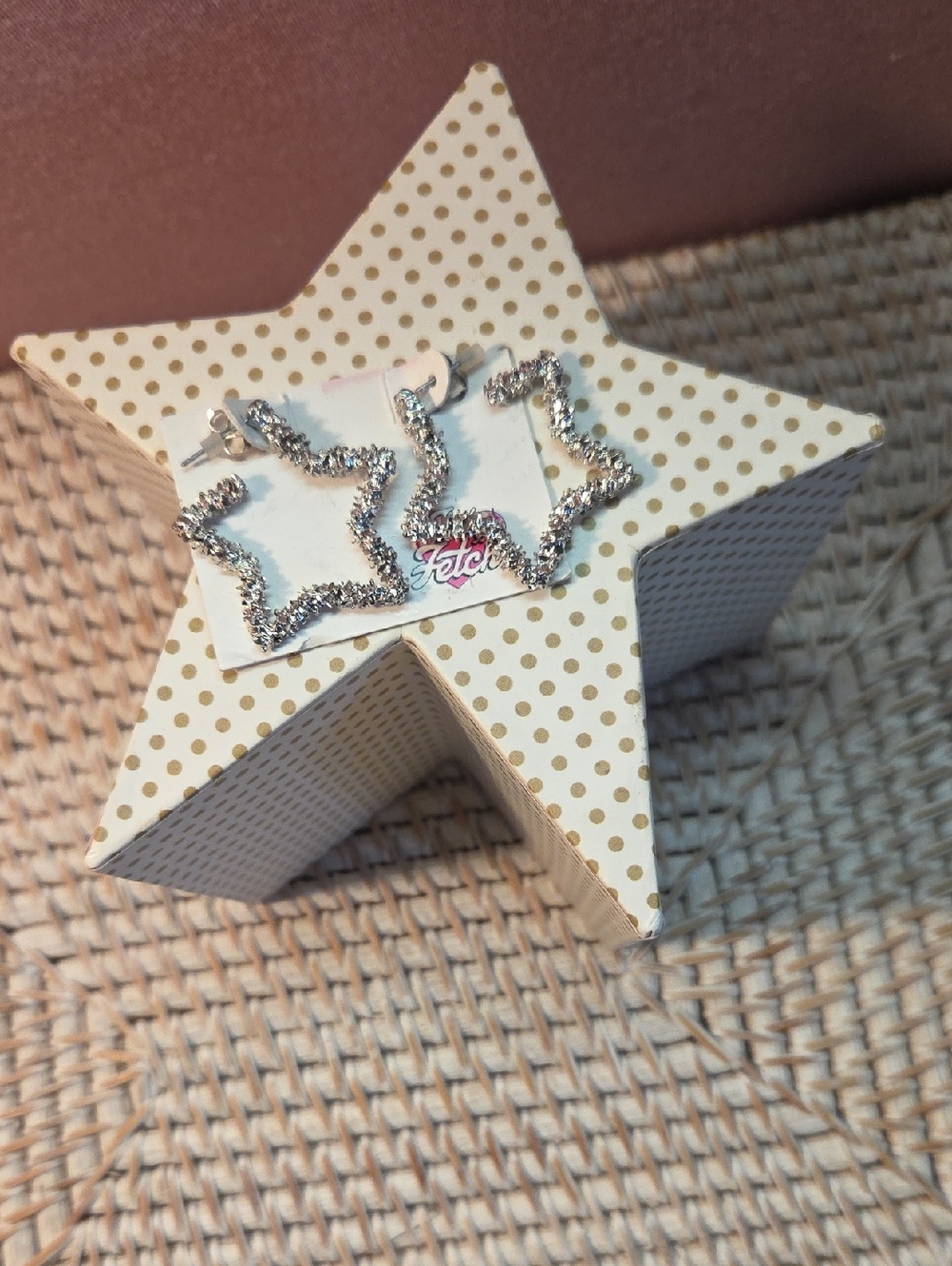 Sparkle Star Hoop Earrings - Silver Glitter